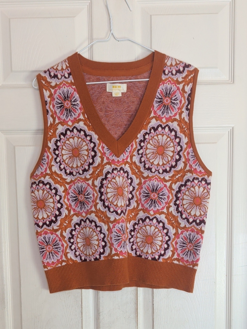 Anthropologie Maeve Vera Jacquard Sweater Vest Women Large